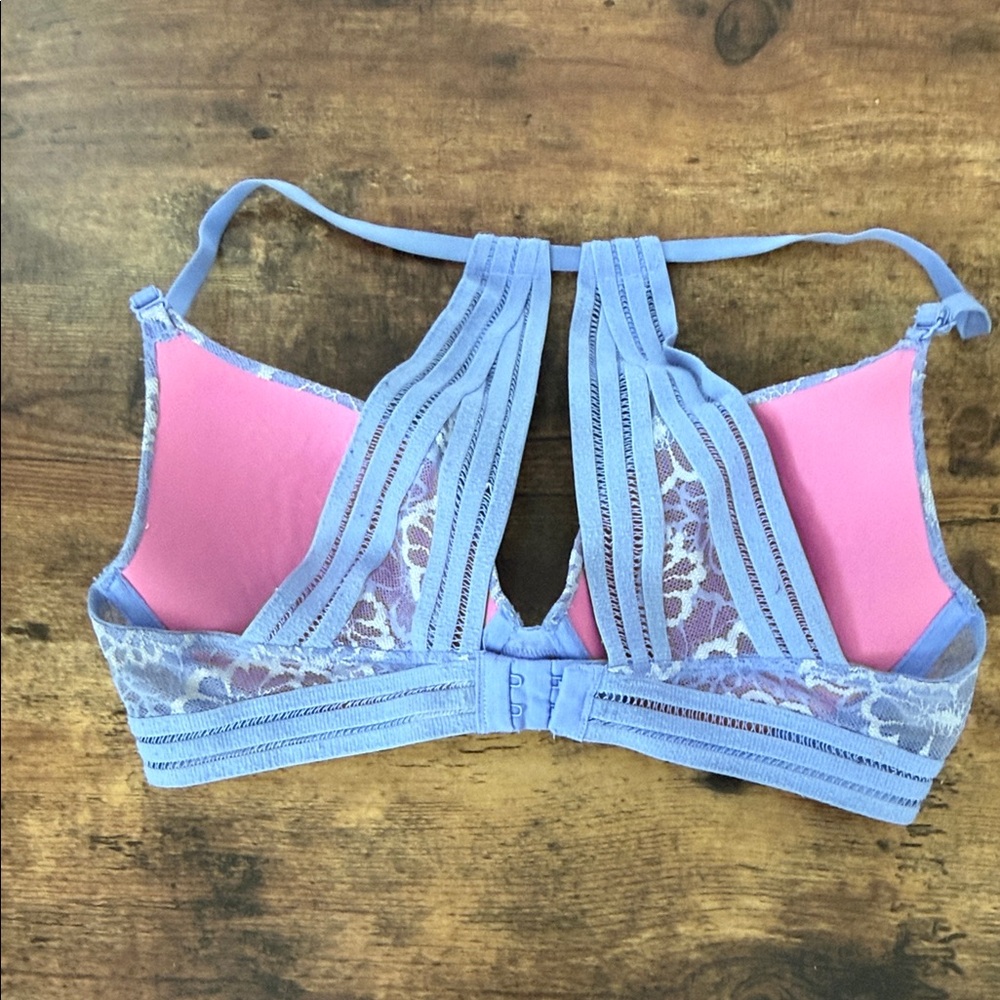 PINK Victoria's Secret Blue Floral Lace Bra - Picture 4 of 8